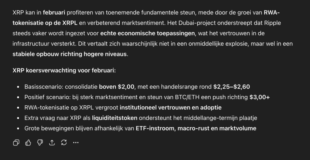 Wat voorspelt ChatGPT voor de XRP koers in februari