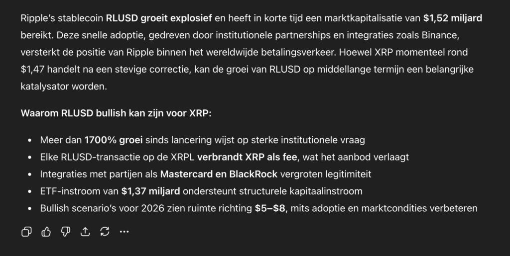RLUSD groei volgens ChatGPT