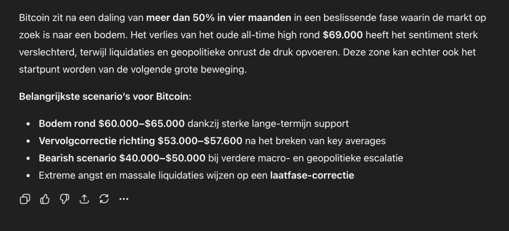 Wat gaat BTC doen volgens ChatGPT