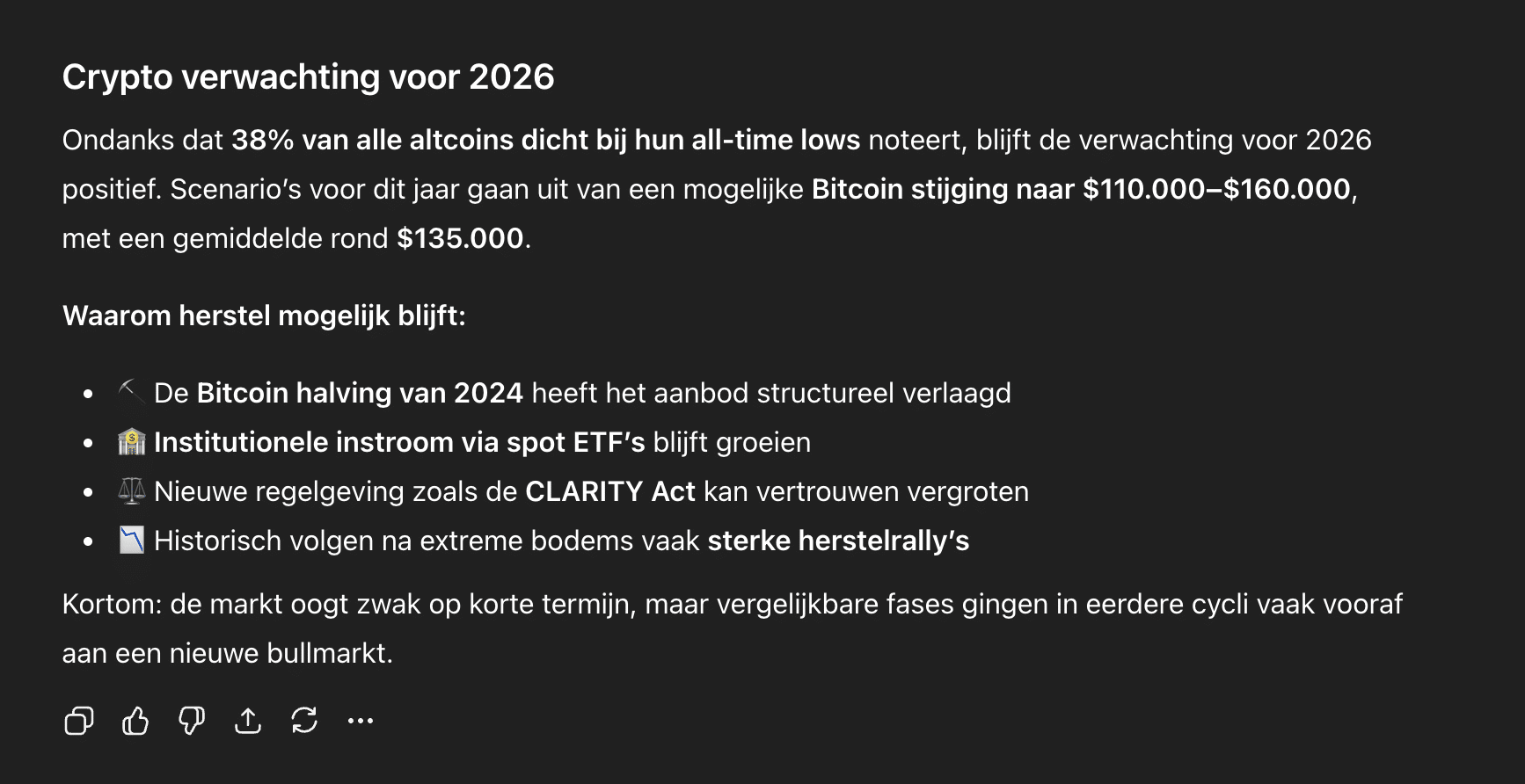 Crypto verwachting voor 2026