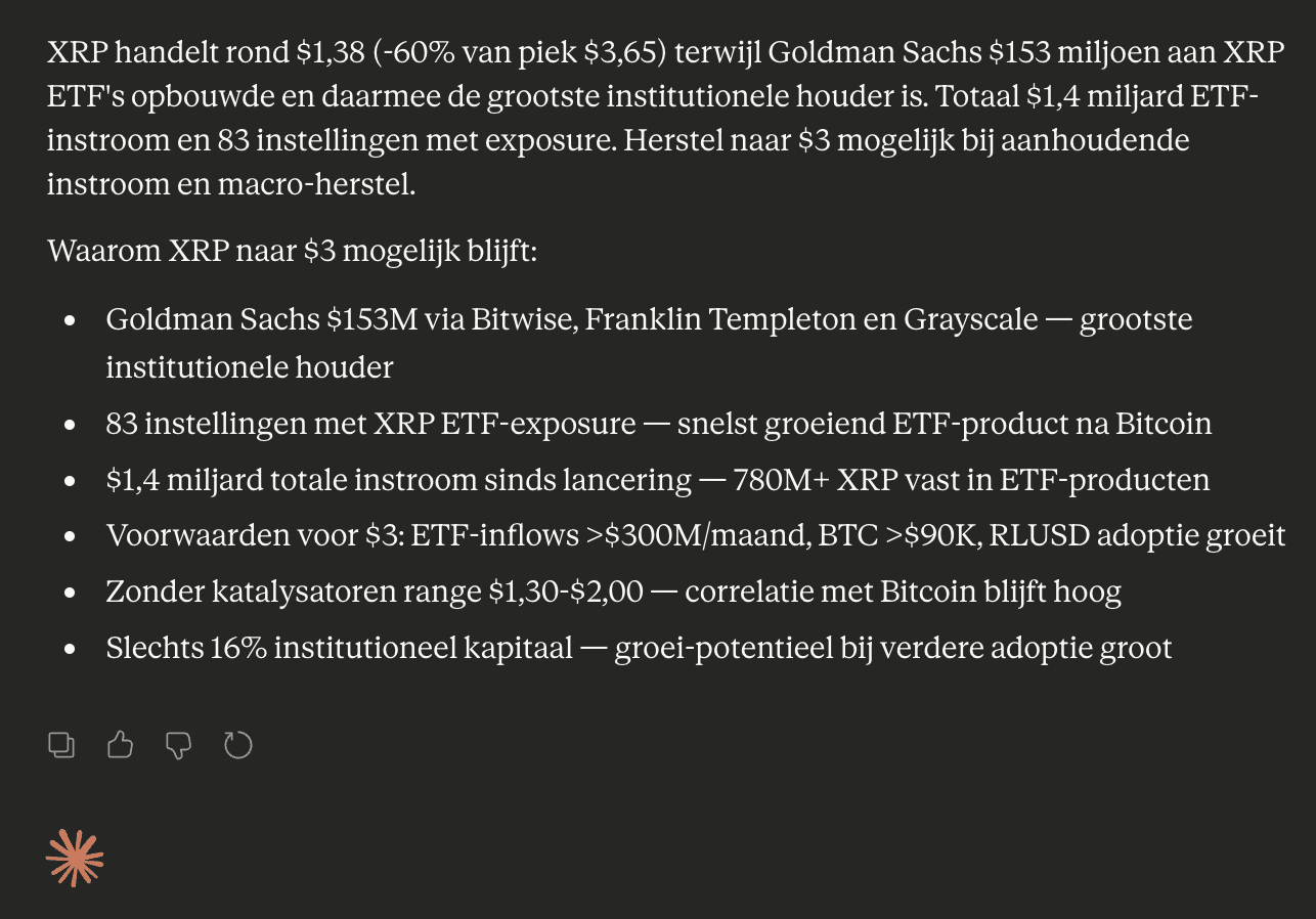 XRP koers Claude AI analyse