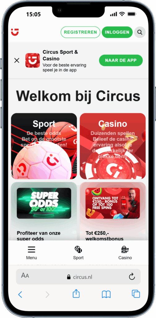 Circus casino app startpagina desktop
