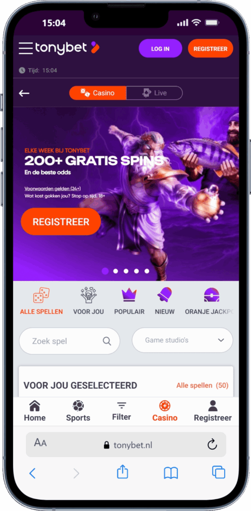 Tonybet casino app met bonusmissies en spellen