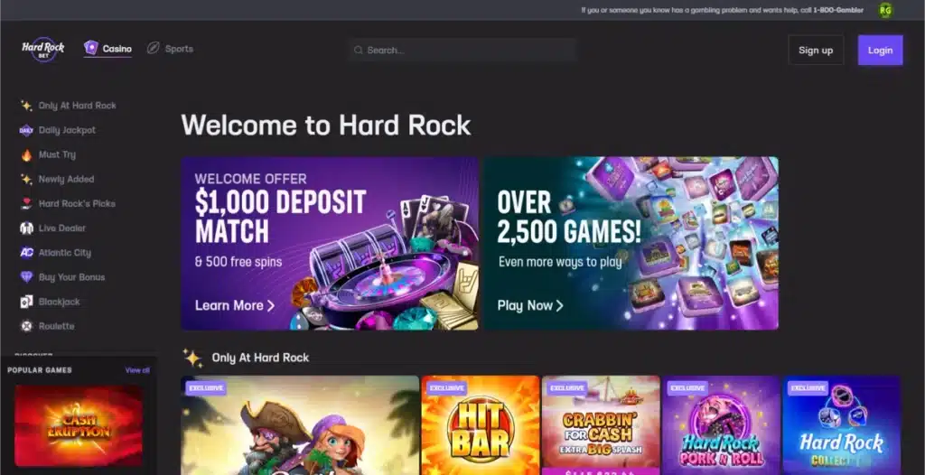Hard Rock Casino startpagina