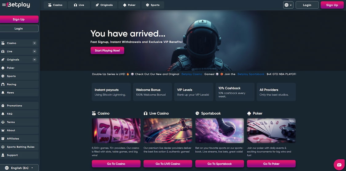 betplay er et stort og anerkjent kryptocasino med mange fordeler
