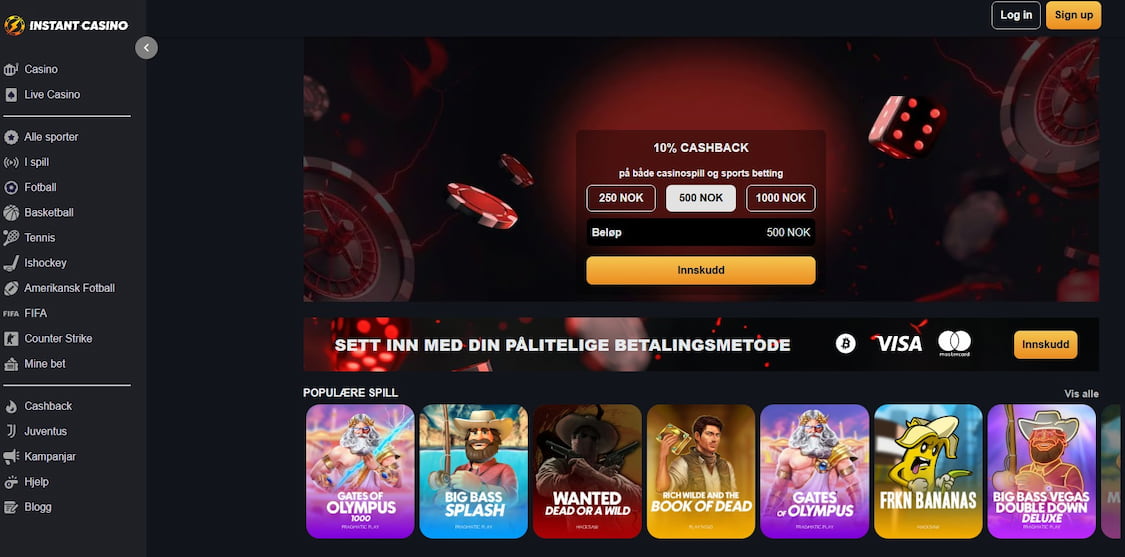 instant crypto casino har både casinospill og sportsbetting