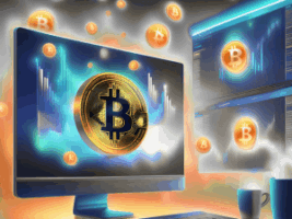 bitcoin mynt på en dataskjerm