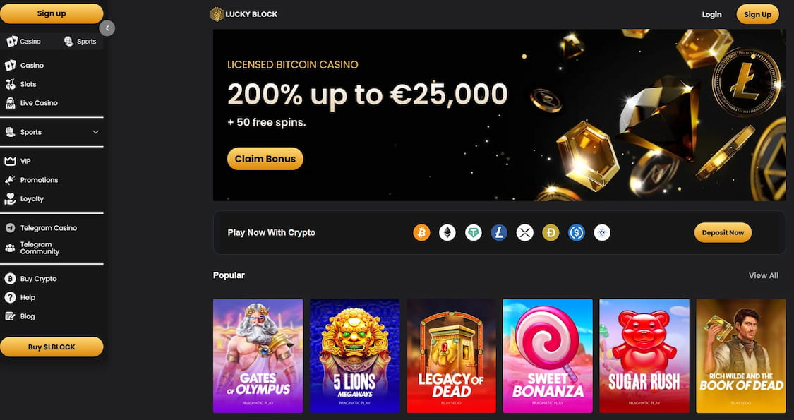 Lucky block gir 200 % i krypto bonus til nye spillere