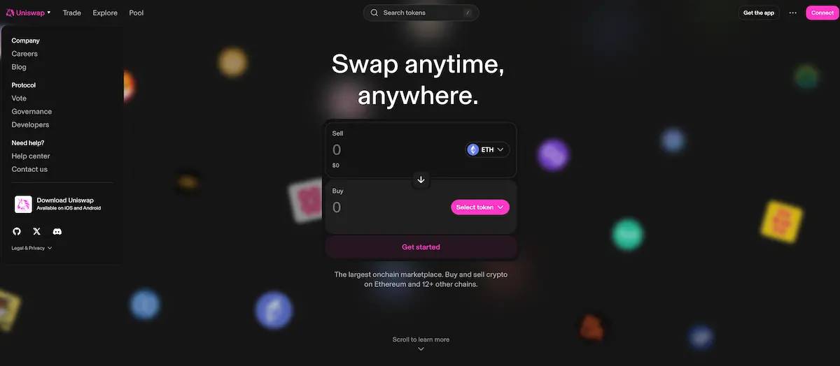 Uniswap website