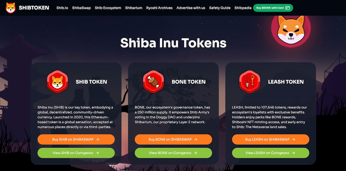 shiba inu token nettside