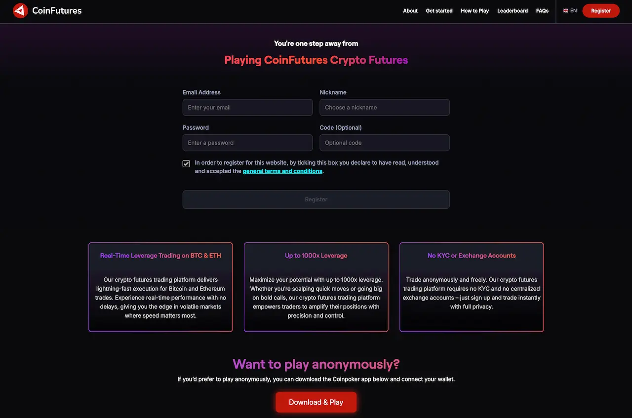 coinfutures registrering