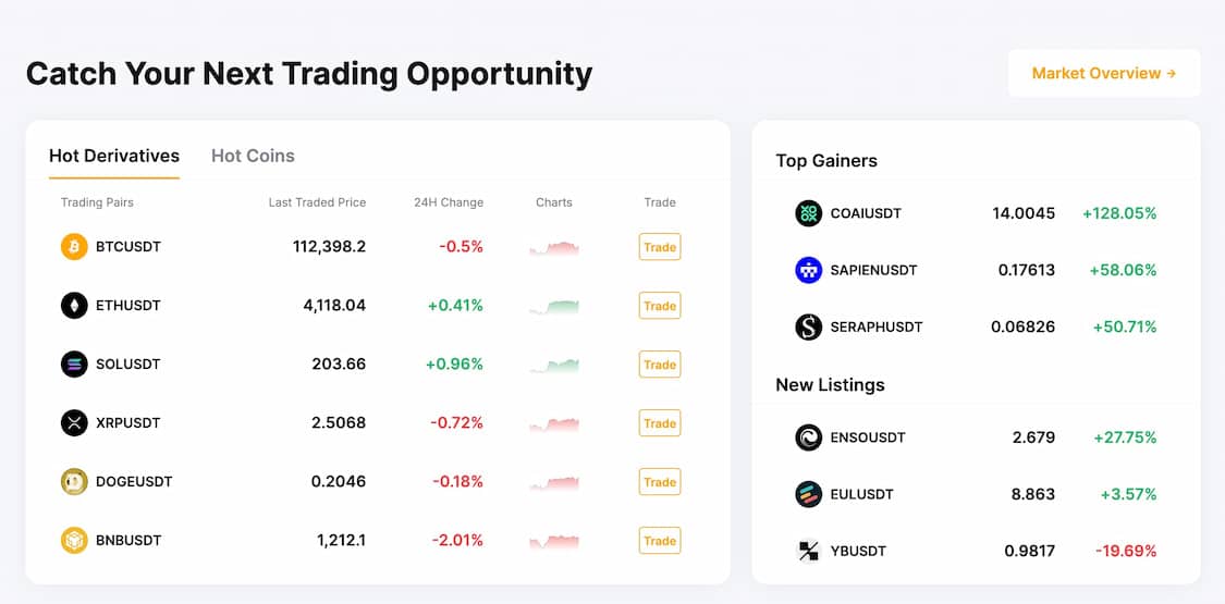 bybit utvalg av kryptoer