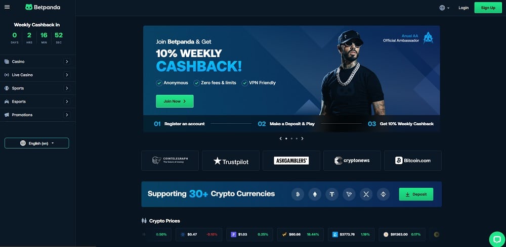 Главная страница БК BetPanda