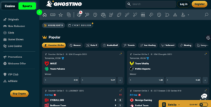 Главная страница крипто букмекера Ghostino