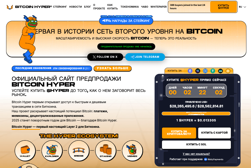 Сайт пресейла токена BITCOIN HYPER