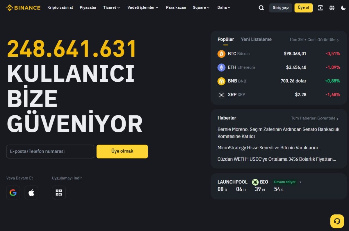 binance - en az komisyon alan kripto borsası