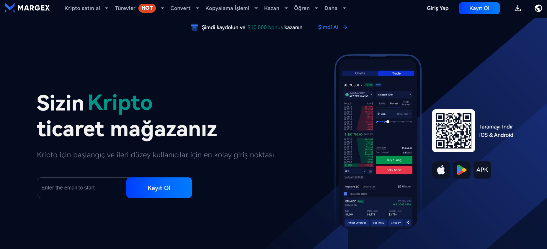 Margex kripto para satın alma platformu