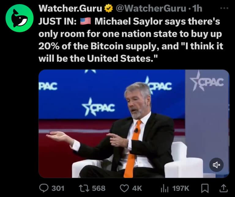 Michael Saylor, Amerika Birleşik Devletleri'nin 4,2 Milyon BTC Satın Almasını İstiyor