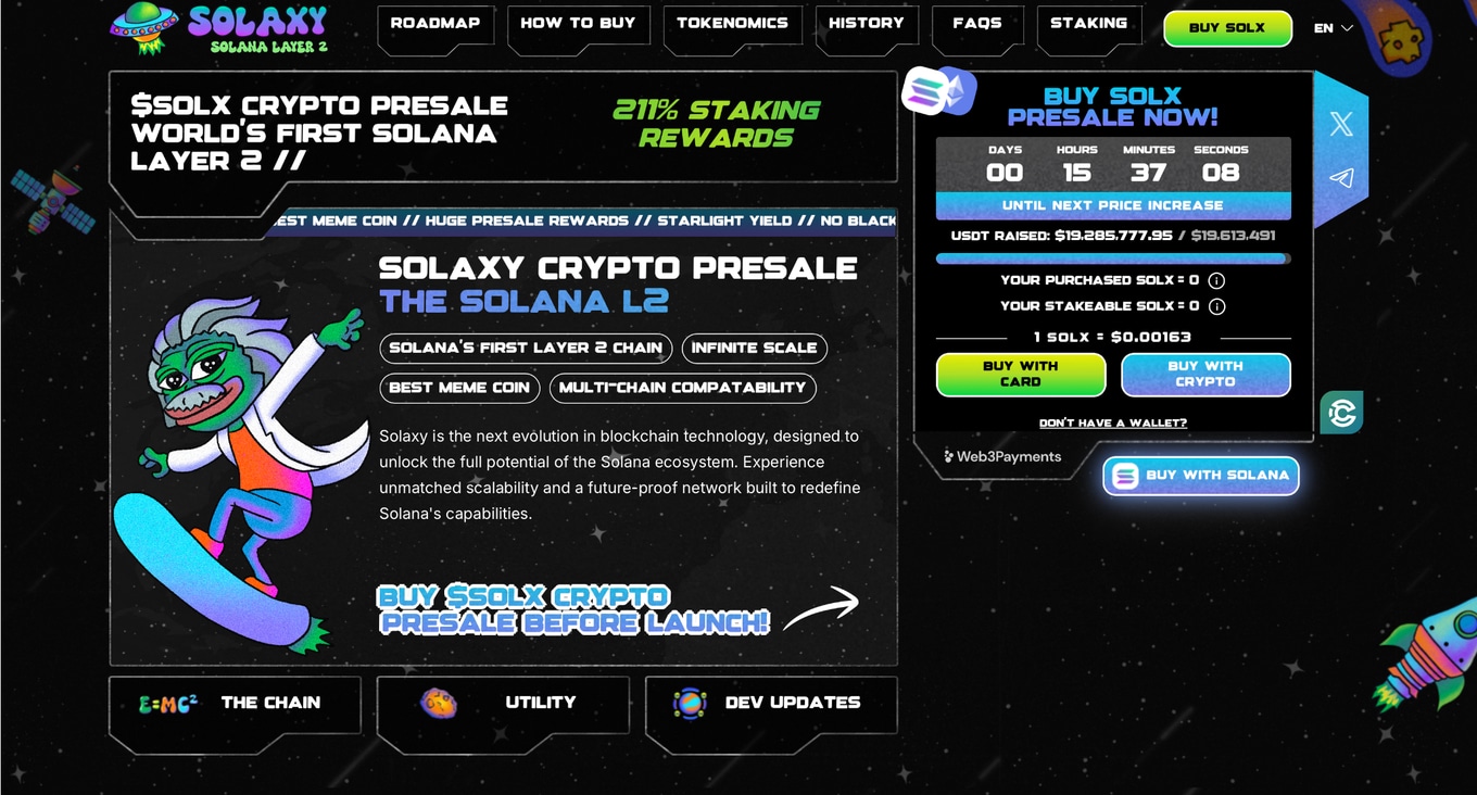 **Solana Layer-2 Protokolü Solaxy, Popüler Kripto Ön Satışında 19,2 Milyon Dolar Topladı**