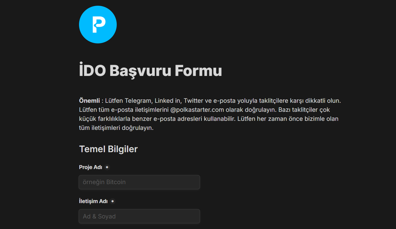 IDO başvuru formu