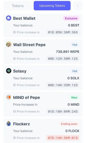 Best Wallet upcoming tokens