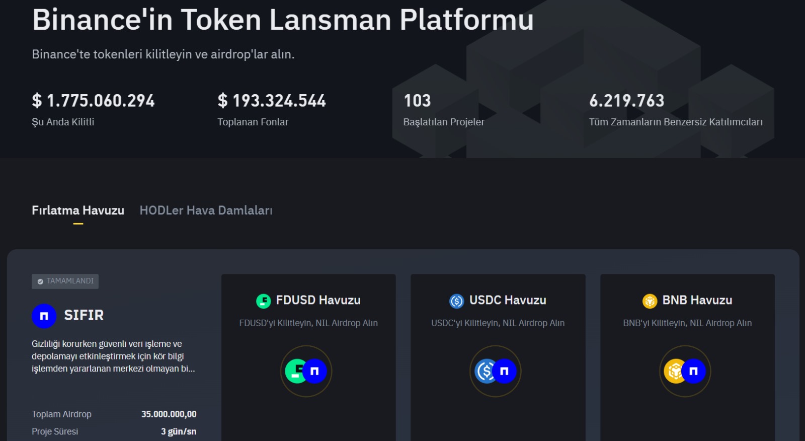Binance kripto launchpad