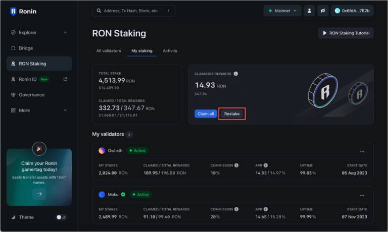 Ronin Restaking İşlemi