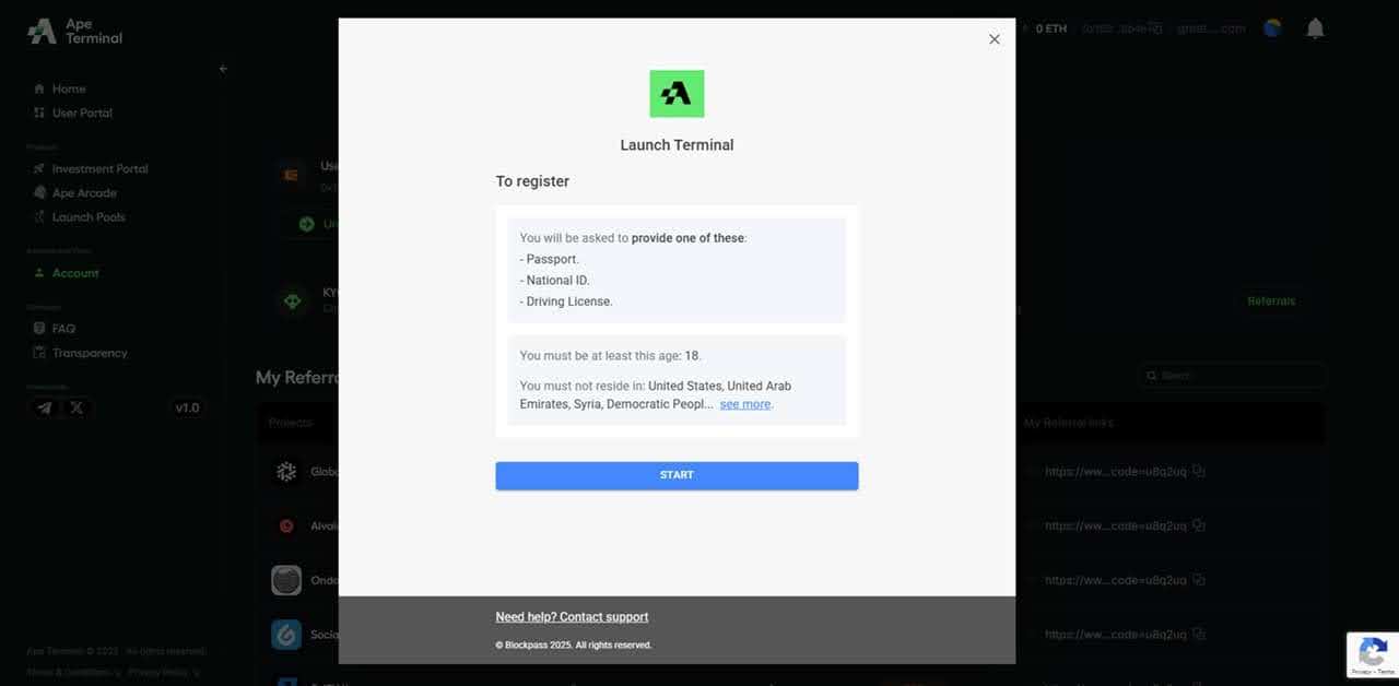 Ape Terminal - KYC Kimlik Doğrulama