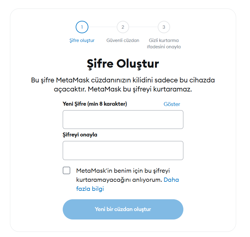 metamask hesap olusturma