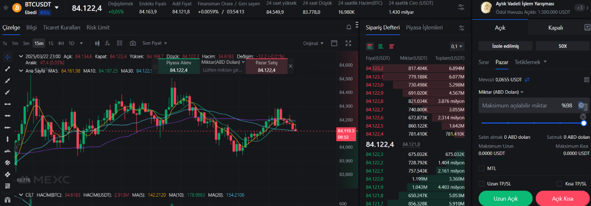 kripto vadeli işlemler nedir - mexc futures ekranı