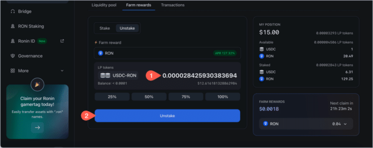 Ronin Stake Etme - Unstake İşlemi