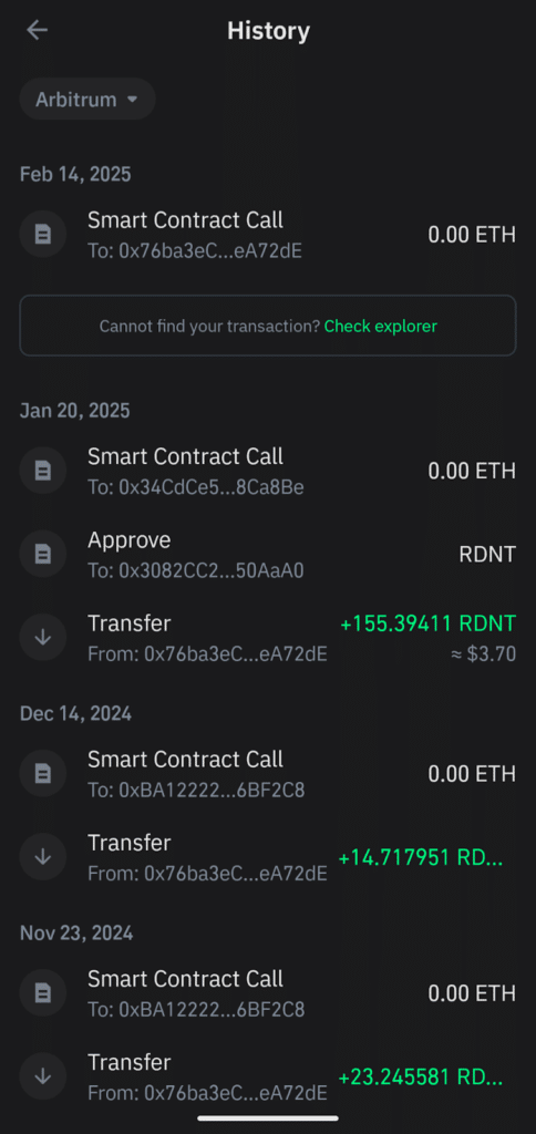 Trust Wallet İşlem Geçmişi