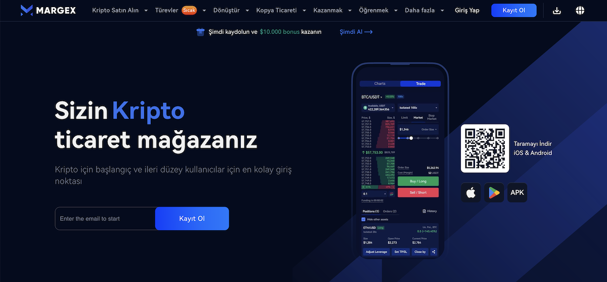 kayıt olunca para veren borsalar Margex
