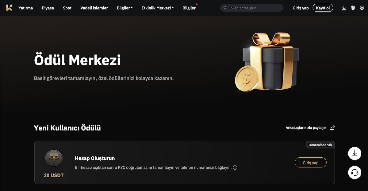 kayıt olunca para veren borsalar kcex