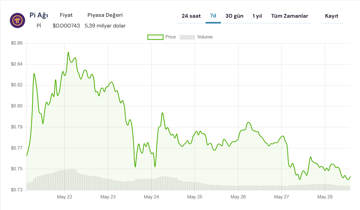 PI Coin 0,76 Dolarda Tutunamadı