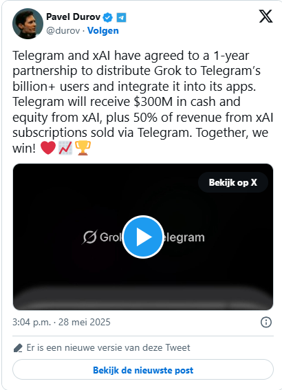 Telegram, Elon Musk’ın Grok AI Botunu Entegre Ediyor 300 Milyon Dolarlık Dev Anlaşma ve Toncoin Etkisi 