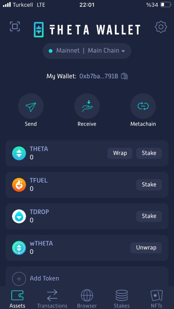 Theta Network cüzdanı Kurulumunun Tamamlanmış Hali