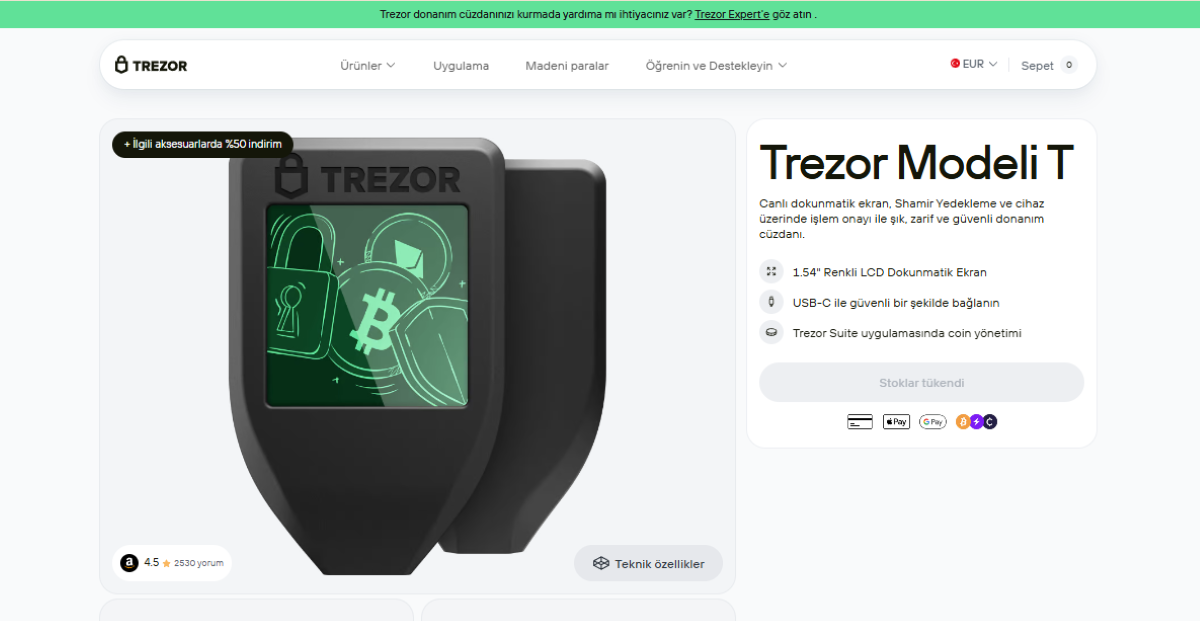 En Güvenilir Soğuk Cüzdan: Trezor Model T