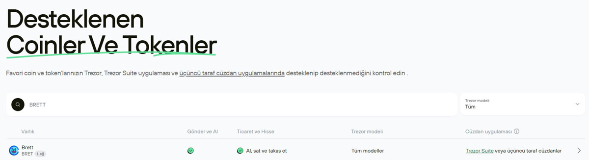 En iyi BRETT Cüzdanları - Trezor