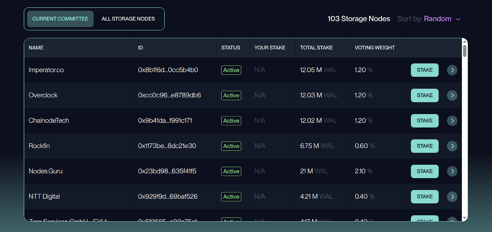 Walrus staking