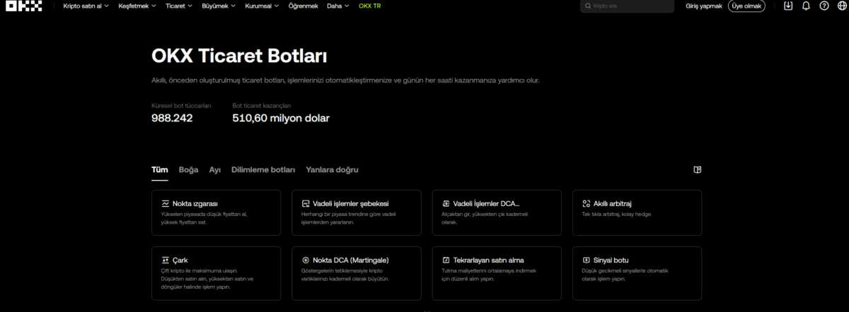 OKX en iyi kripto arbitraj botu