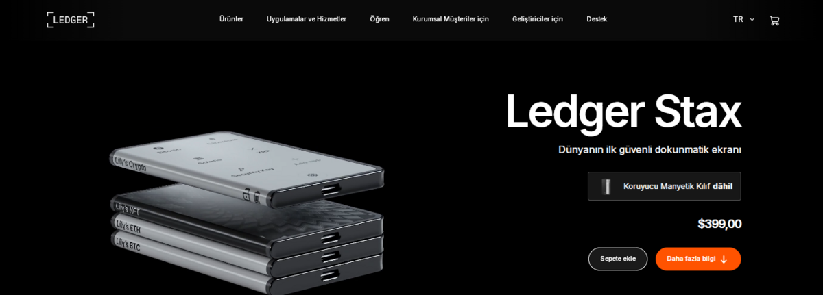 kripto soğuk cüzdan - Ledger Stax