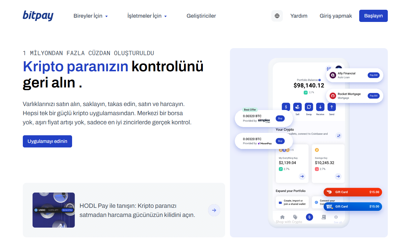 Bitpay - Ön ödemeli kart ile kripto alımı