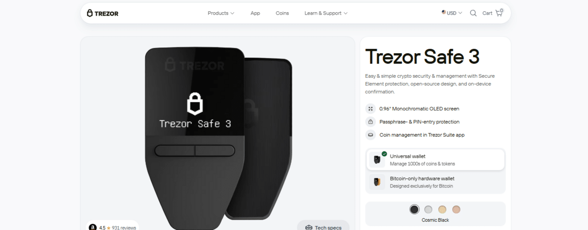 kripto soğuk cüzdan - Trezor Safe 3