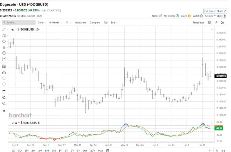 dogecoin - usd işlem grafiği