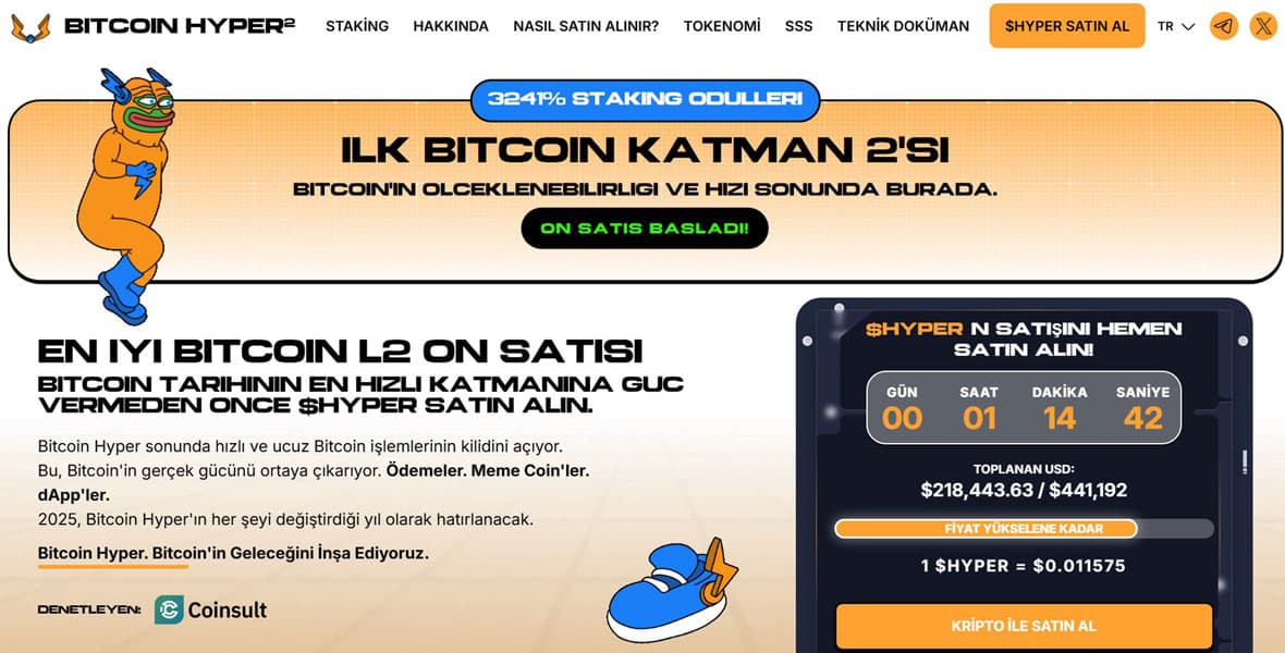 Bitcoin Hyper, Katman 2 çözümü ve güvenilir ön satış projelerinden biri olmasıyla öne çıkıyor.