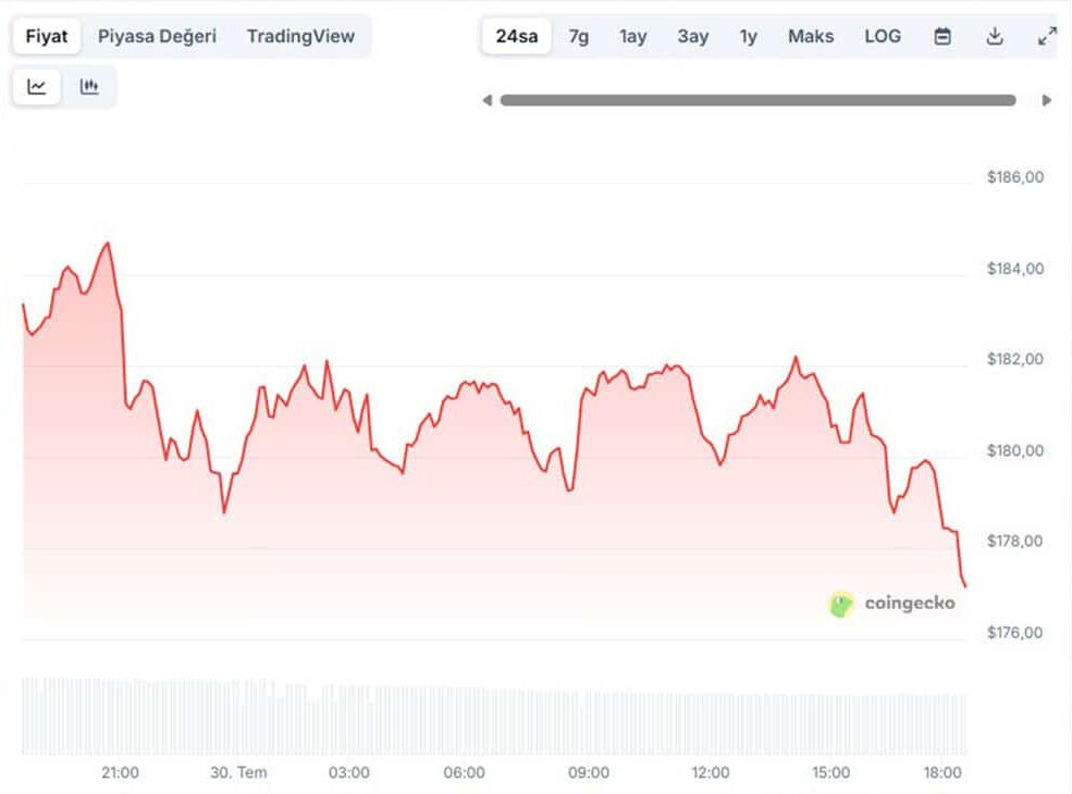 Solana (SOL) Fiyat Grafiği (1 Gün) - CoinGecko