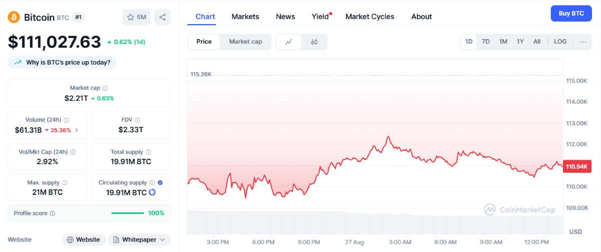 Bitcoin 111.000 dolarda tutunuyor.