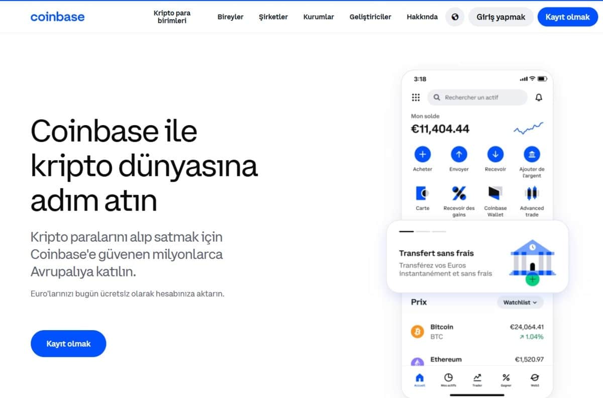 En iyi sıcak cüzdan- Coinbase