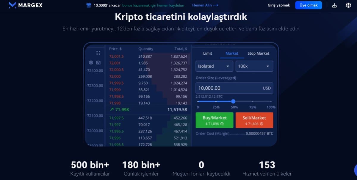 margex yurtdışından kripto para transferi
